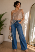 Beige Glitter Cape