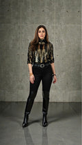 Black Gold Sequin Top